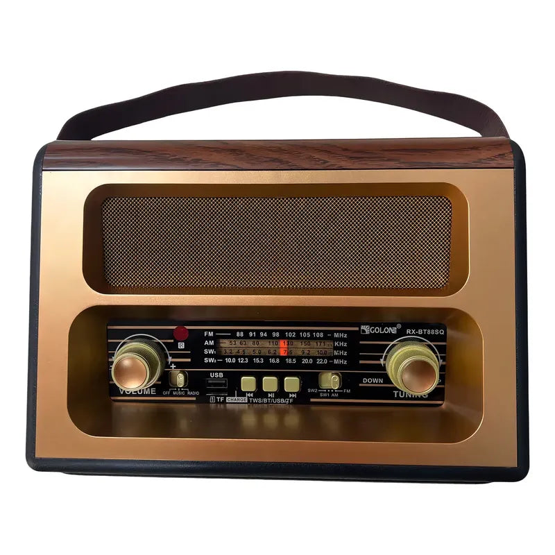 Radio Vintage Portátil Solar Y Bluetooth Con Control Remoto Para Am/fm Marrón Claro