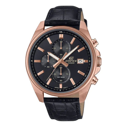 Rejoj Casio Edifice Efv-610ecl-1a Crono Dorado Malla Negro