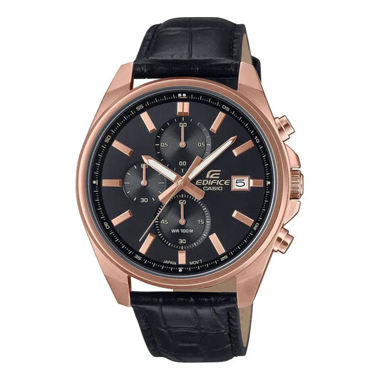 Rejoj Casio Edifice Efv-610ecl-1a Crono Dorado Malla Negro