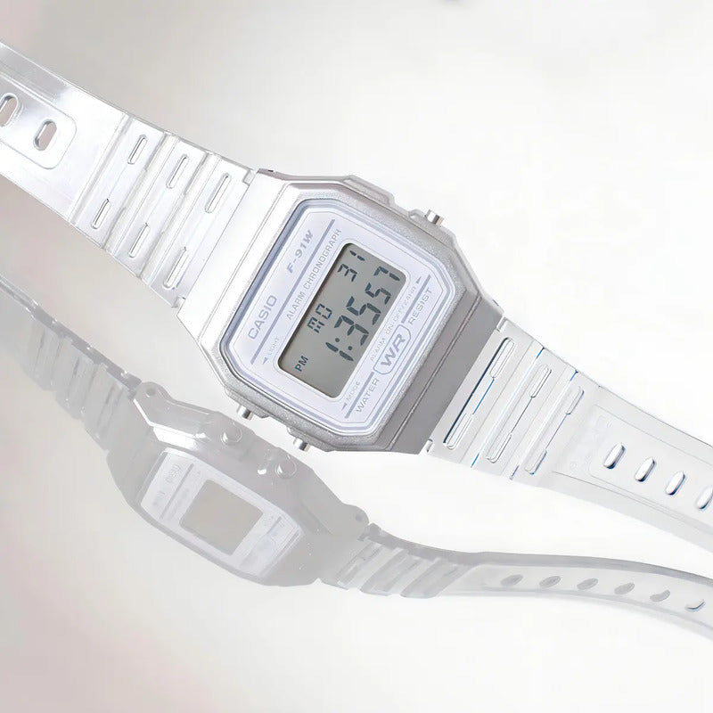 Reloj Pulsera Casio Collection F-91ws-7 Transparente Plateado Gris