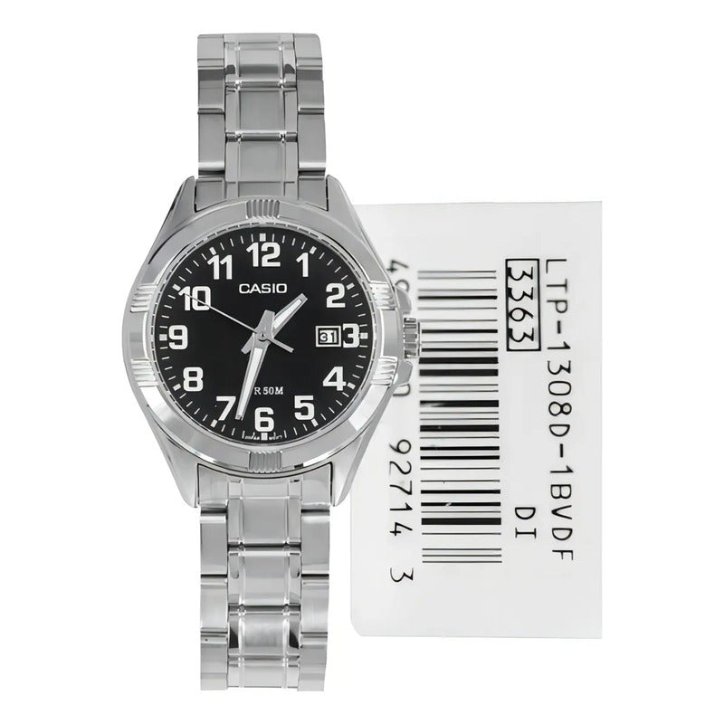 Reloj Mujer Casio Ltp-1308d 1b Sumergible 50m Plateado Negro