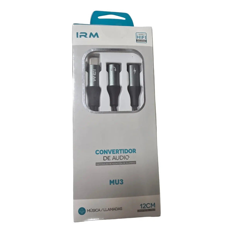 Adaptador Tipo C Doble Para Audio Y Carga Irm Mu3 Negro