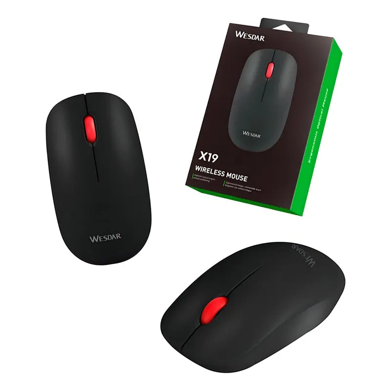 Mouse Inalámbrico Wesdar X19 Negro Óptico 1200dpi Ambidiestro