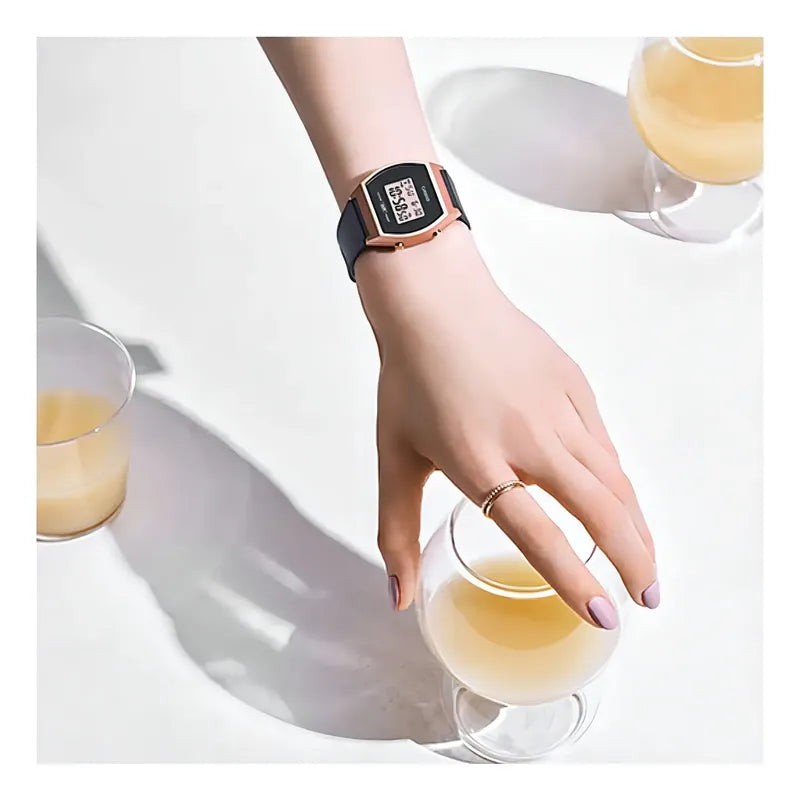 Casio Lw-204-1a Digital Negro Bisel Rosa