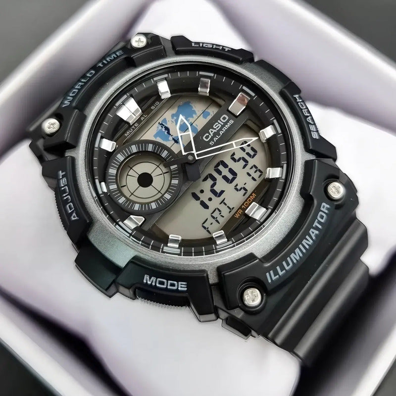 Reloj Casio Aeq200w-1avdf Cuarzo Hombre Color De La Correa Negro