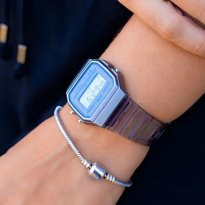 Reloj De Pulsera Casio Collection F-91ws-8 Color Gris Transparente/gris