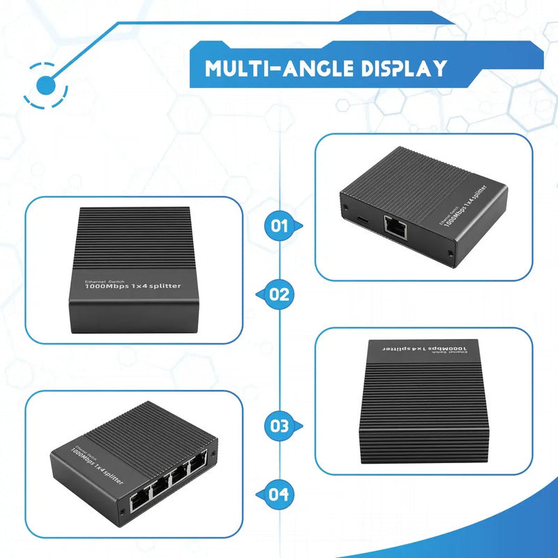 Adaptador Ethernet Rj45 Divisor De Red 4puertos 1000mbps