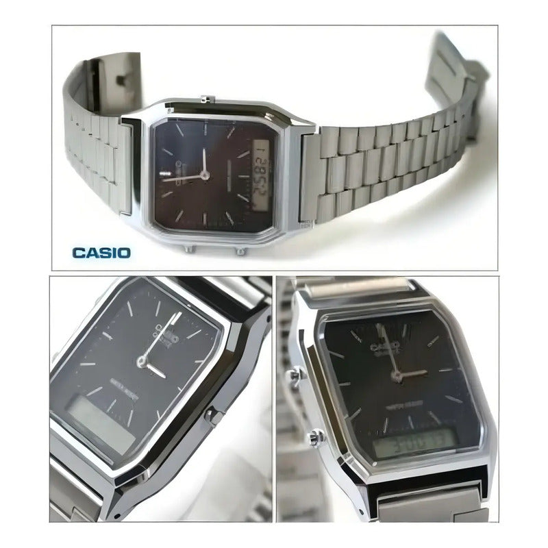 Reloj Casio Unisex Aq-230a-1dmq/relojeria Violeta Plata Plateado
