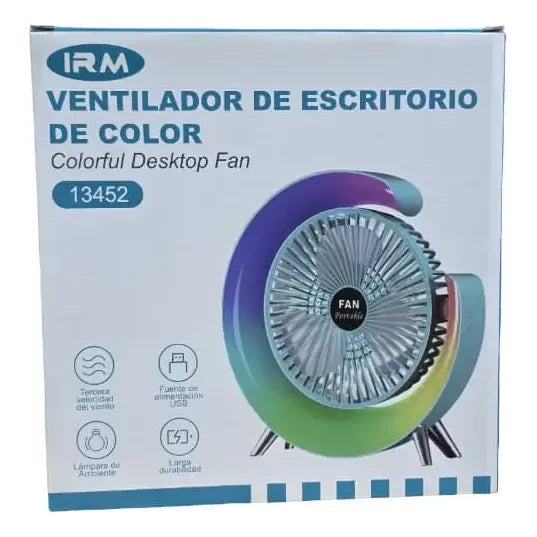 Ventilador De Mesa Recargable Usb 2 En 1 Con Lámpara Luz Led 16.5 Cm Verde Claro Blanco Plástico 3