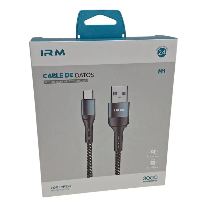 Cable Usb Tipo C 3mts Transferencia Datos Y Carga 2.4 Negro