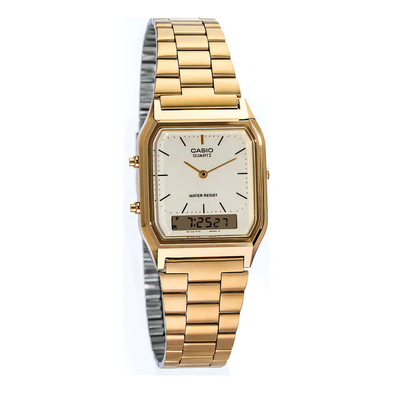 Reloj Casio Retro Unisex Aq230 - Análogo Digital Original Color Del Fondo Barras