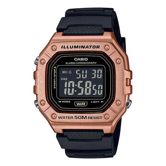 Reloj Casio W-218hm-5b Resina Hombre Oro Rosa Negro