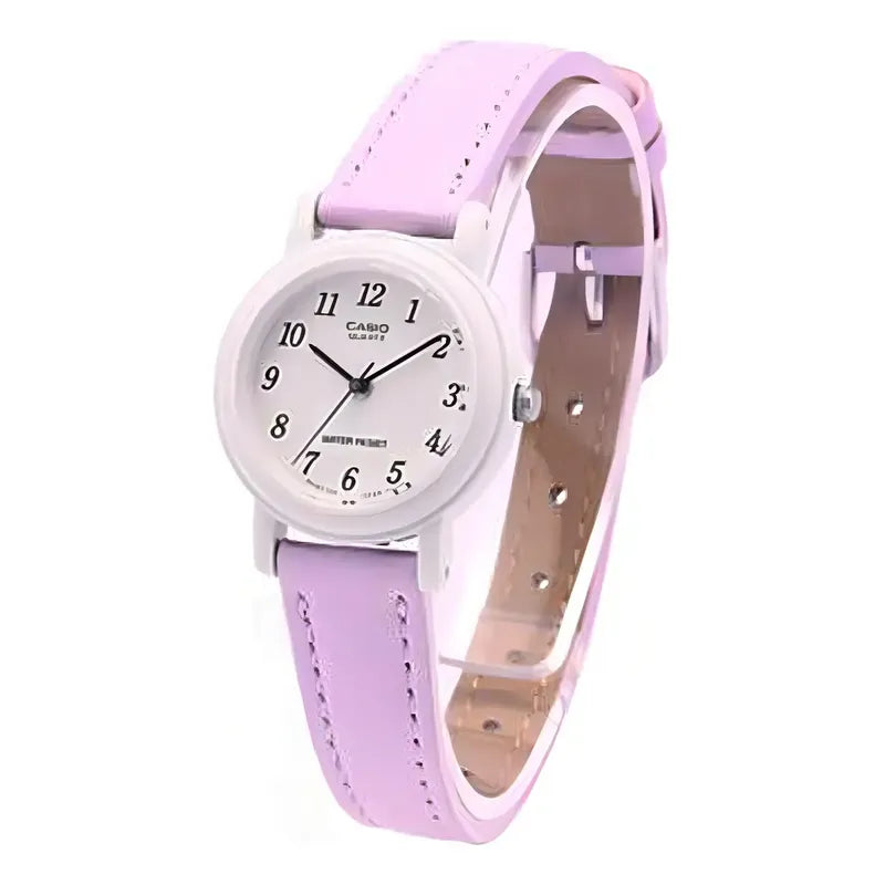 Reloj Analógico Casio Para Mujer Con Correa Fucsia Y Bisel Blanco