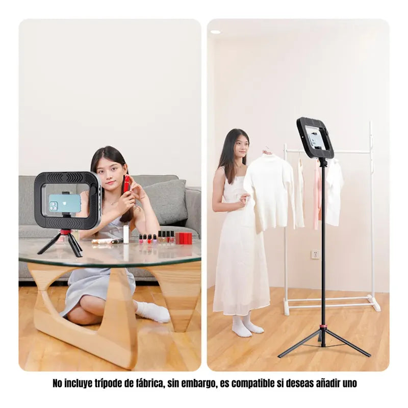 Aro De Luz Led Rgb Multicolor Recargable Selfie Inalambrico Negro Rgb