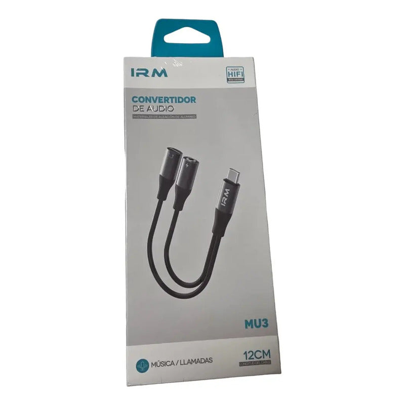 Adaptador Tipo C Doble Para Audio Y Carga Irm Mu3 Negro