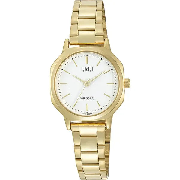 Reloj Qyq Metalico De Dama Dorado Q35c-002py Dorado Blanco