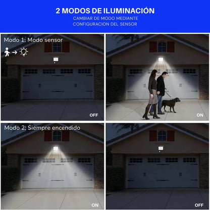 Foco Led 30w Con Sensor De Movimiento Exterior Luminaria Led Negro 6000k