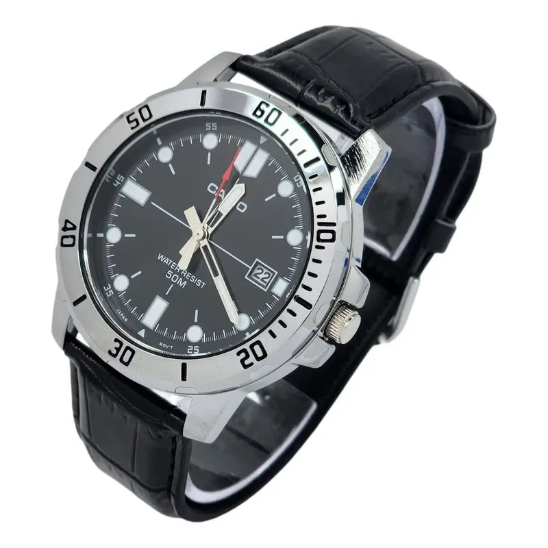 Reloj Casio Mtp-vd01l-1e Analógico Con Correa De Resina Color Negro - Bisel Plateado