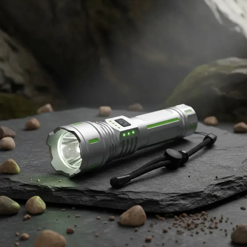 Linterna Recargable Usb Super Light Led 10000 Lm Blanco Gris Linterna Reflectante Plateado 2rl Batería Recargable 8800 Mah
