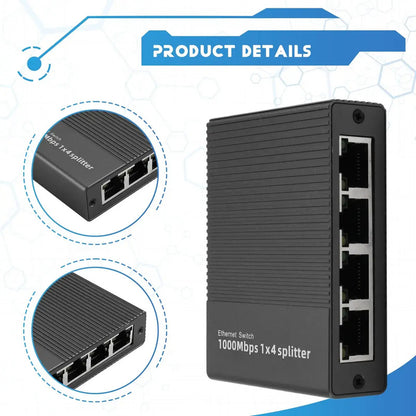 Adaptador Ethernet Rj45 Divisor De Red 4puertos 1000mbps