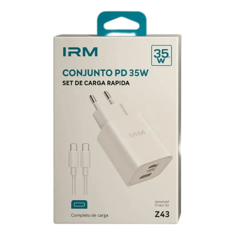 Cargador Carga Rápida 35w Doble Usb A +usb-c + Cable Usb-c Blanco