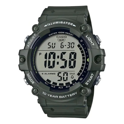 Reloj Casio Digital Ae2000 Hombre *watchsalas* Full Color Del Fondo Negro Ae-1500whx-3a Verde Oscuro