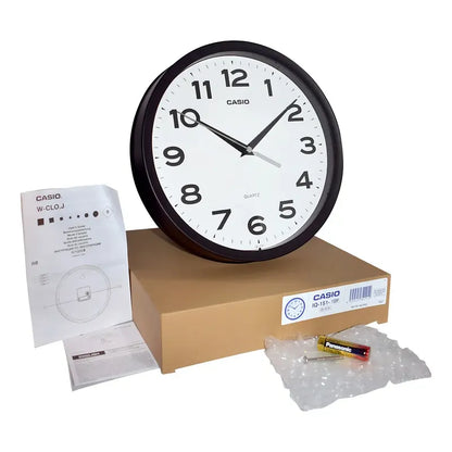 Reloj Casio Mural Iq-151-1df Análogo Borde Negro Fondo Blanco