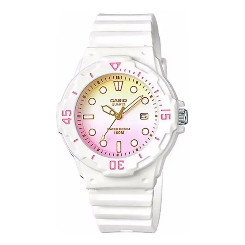 Reloj Casio Mujer Lrw-200h-4e2vdr Blanco Rosa/amarillo
