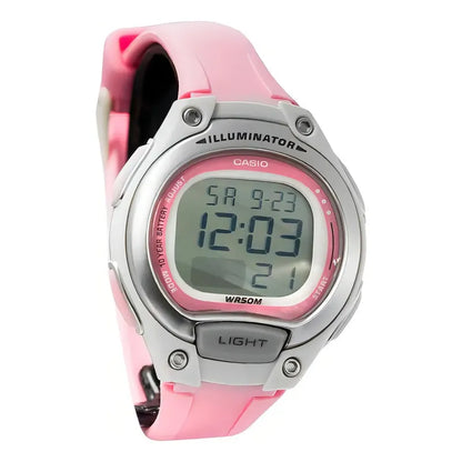 Reloj Mujer Casio Lw-203-4a Rosado Digital / Correa Rosa Bisel Blanco Fondo Rosa Plata Relojes De Muñeca