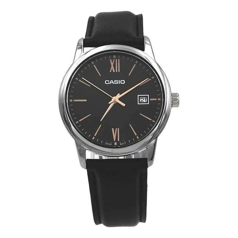 Casio Mtp-v002l-1b3 Reloj Analógico De Vestir Estándar Para Negro Plateado