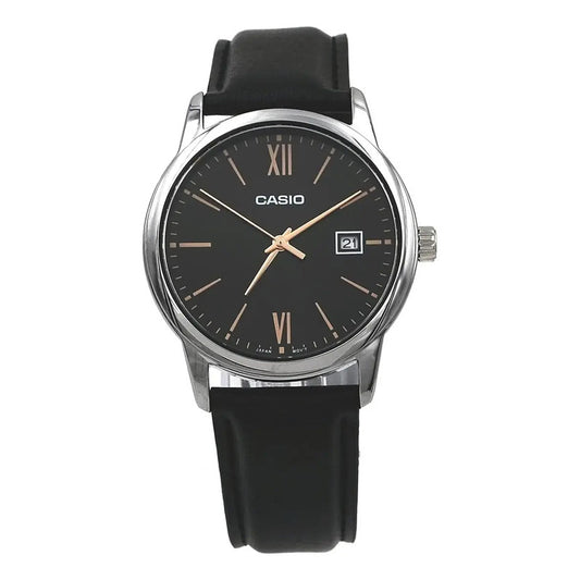 Casio Mtp-v002l-1b3 Reloj Analógico De Vestir Estándar Para Negro Plateado
