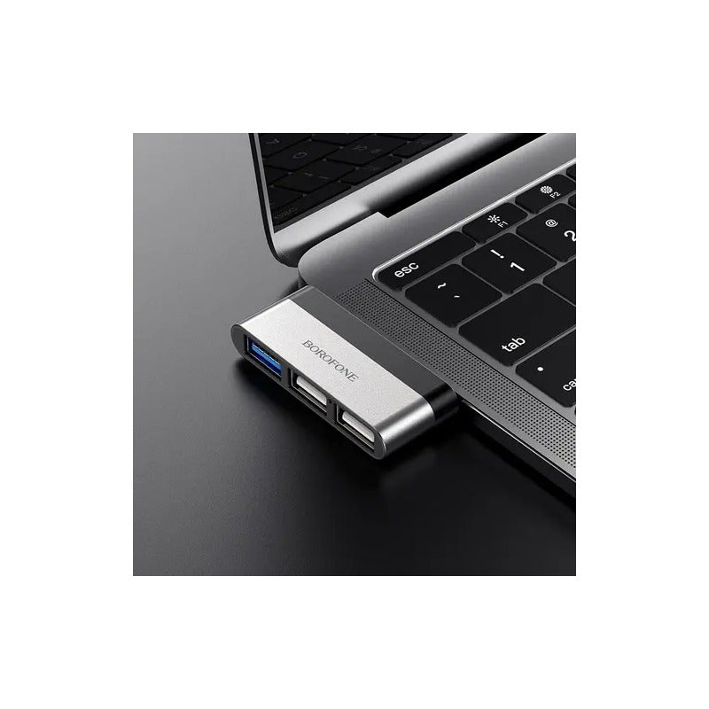 Hub Usb C Borofone Dh1 3 Puertos Usb 3.0 Con Protección Sobrecarga Gris