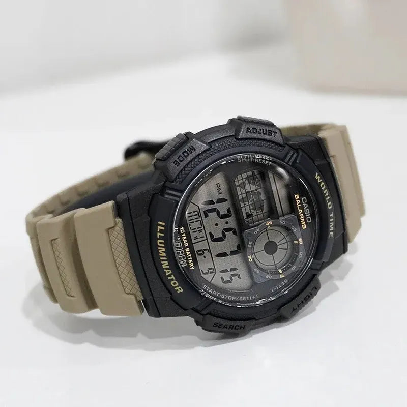 Reloj Casio World Time Illuminator Digital Para Hombre Con Alarma, Cronógrafo Y Hora Mundial Negro Verde Oscuro