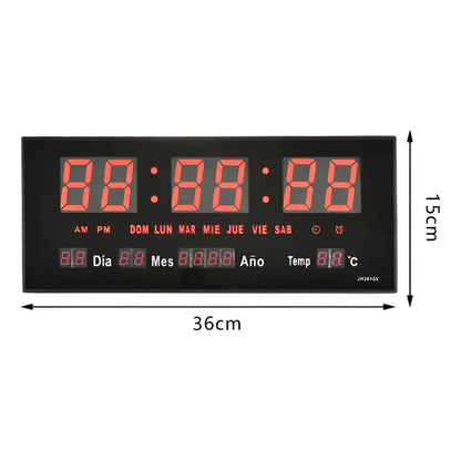 Reloj Digital Con Luz Led De Pared Hogar Temperatura Jh3615n Negro