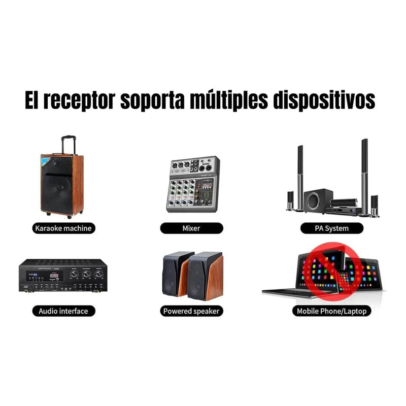 Pack 2 Micrófonos Inalámbricos Profesional Conexión Auxiliar Negro