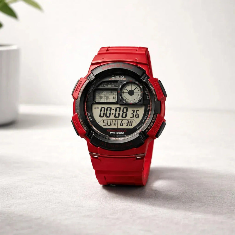 Reloj Casio Digital Deportivo Con Correa Resina Rojo