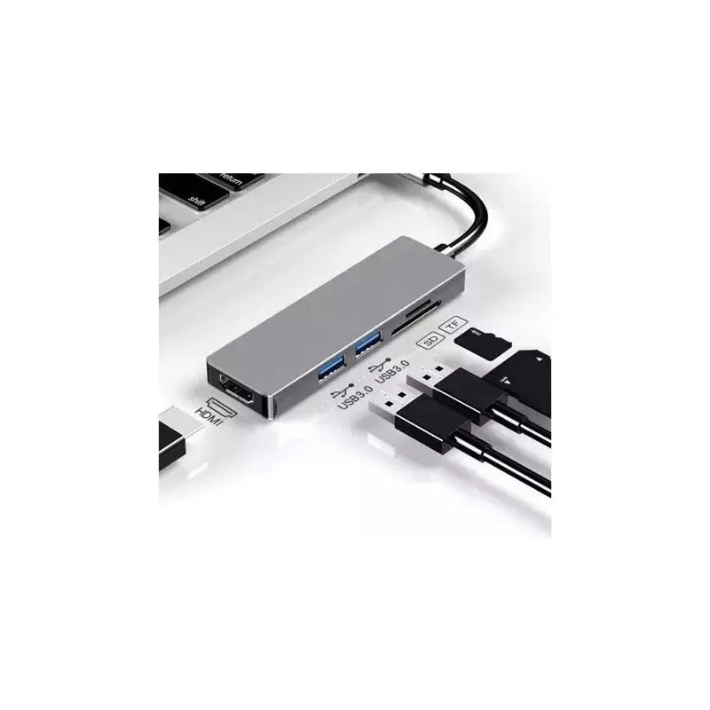 Hub Tipo-c 5 En 1 Hdmi + Usb3.0 X 2 + Lectro Sd Y Microsd
