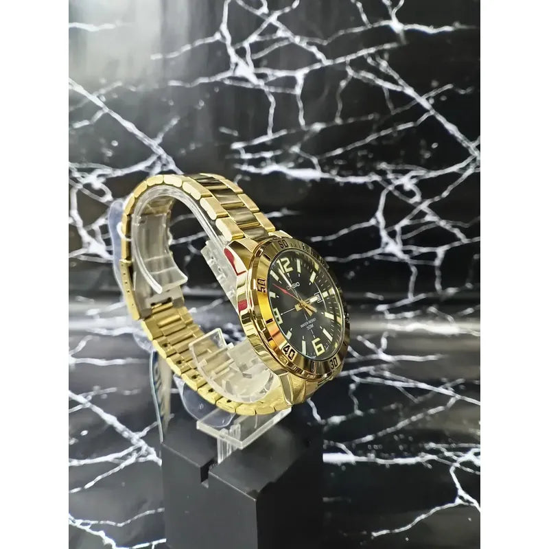 Reloj Casio Analógico Dorado Para Mujer Con Correa De Acero Inoxidable Negro