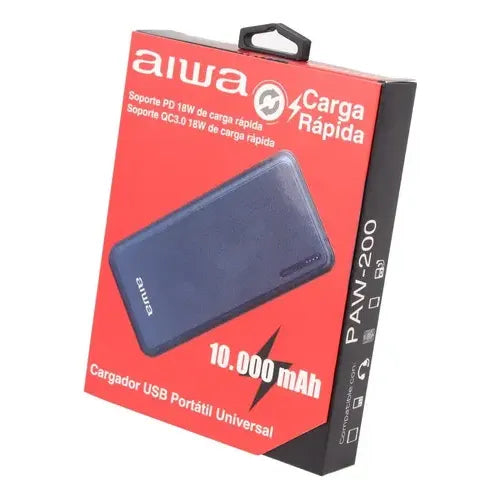 Cargador Portátil Aiwa Carga Rápida 10.000 Paw200 Vc Color Azul