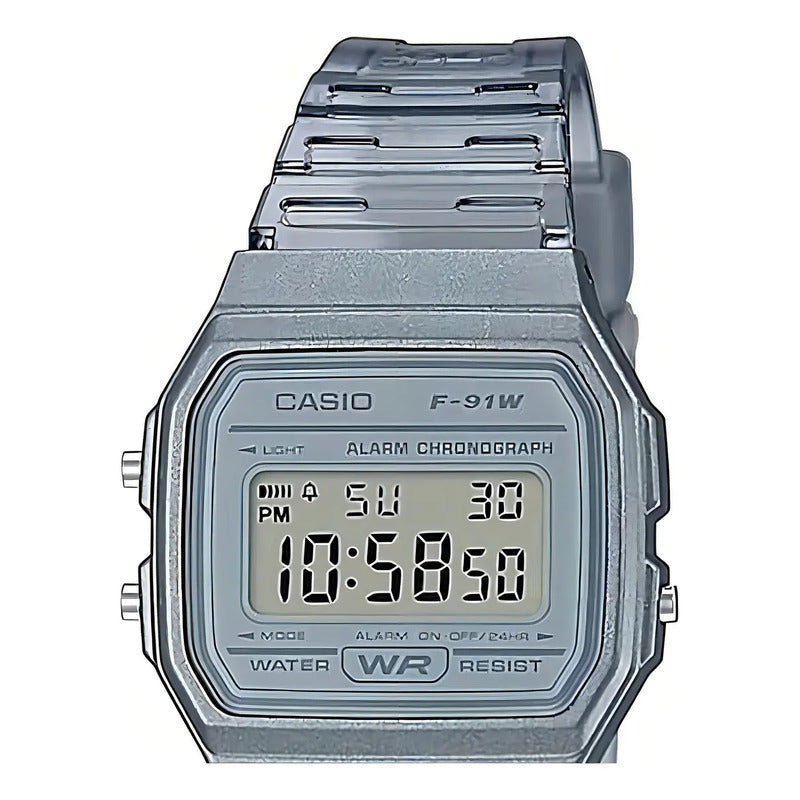 Reloj De Pulsera Casio Collection F-91ws-8 Color Gris Transparente/gris