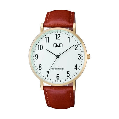 Reloj Q&q Hombre Numeros Grandes C43a-003py Marrón Dorado Blanco