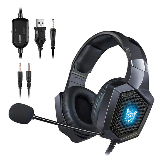 Audifonos Gamer Profesional  K8 Led Para Pc Con Microfono Negro