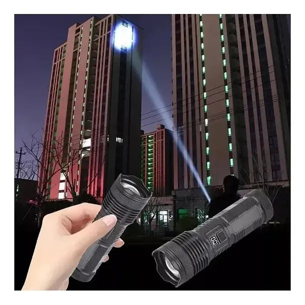 Linterna Recargable Luz Led De Bolsillo Pantalla Lcd Irm Linterna Negro Luz Blanco