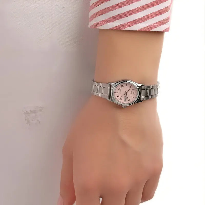 Reloj Casio Ltp-v006d-4b Mujer Plateado Rosa