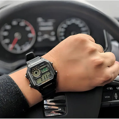 Reloj Pulsera Digital Casio Ae-1200wh-1b Con Correa De Resina Color Negro