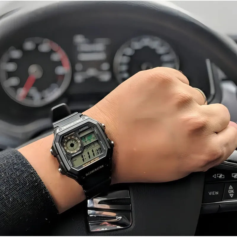 Reloj Pulsera Digital Casio Ae-1200wh-1b Con Correa De Resina Color Negro
