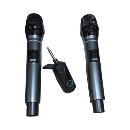 Kit 2 Micrófonos Inalámbricos Profesionales Karaoke Negro