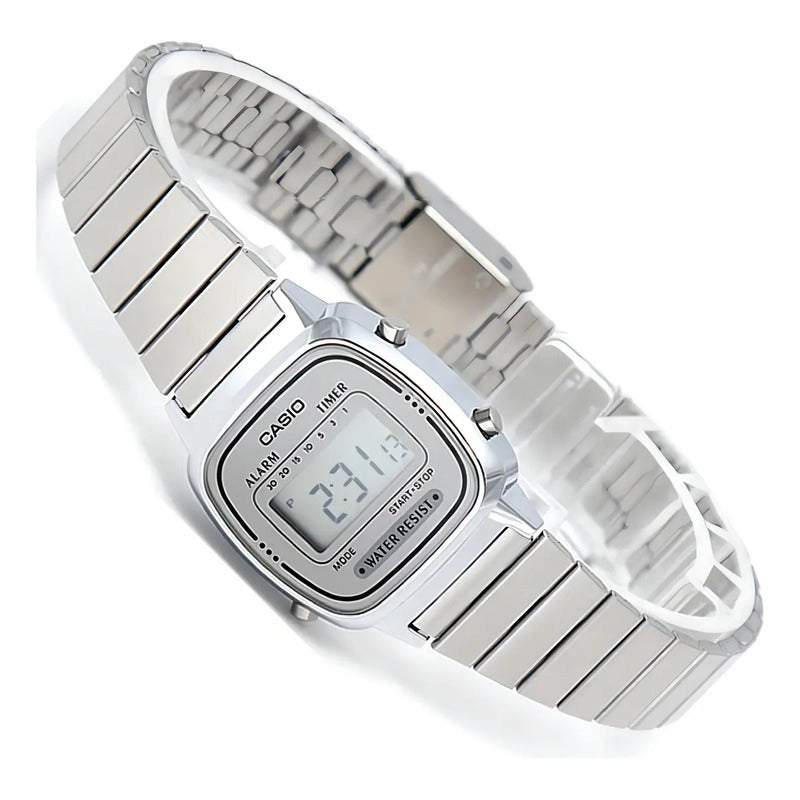 Reloj Plateado Casio Vintage La670wa-7df Para Mujer Plateado Gris