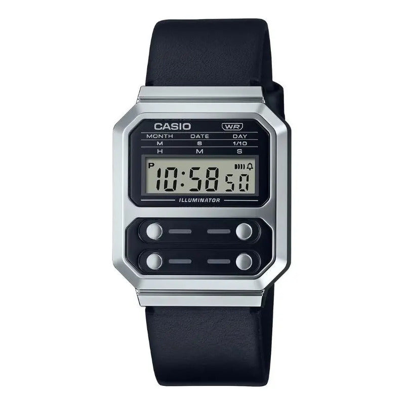 Reloj Unisex Plateado Casio Digital A-100wel-1adf-sc Negro