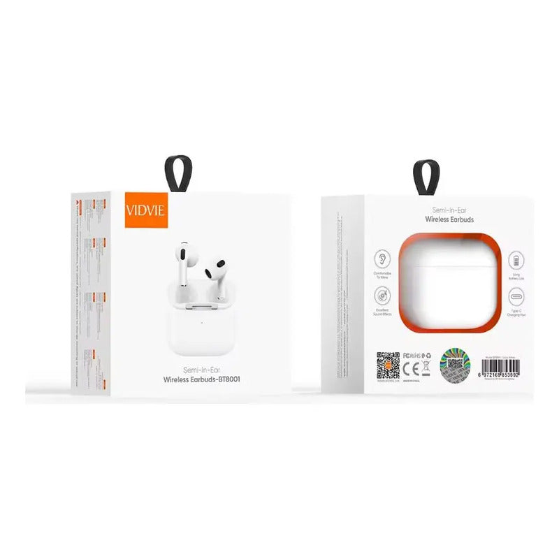 Auriculares Tws Semi-intraaurales Bt8001 Vidvie Blanco